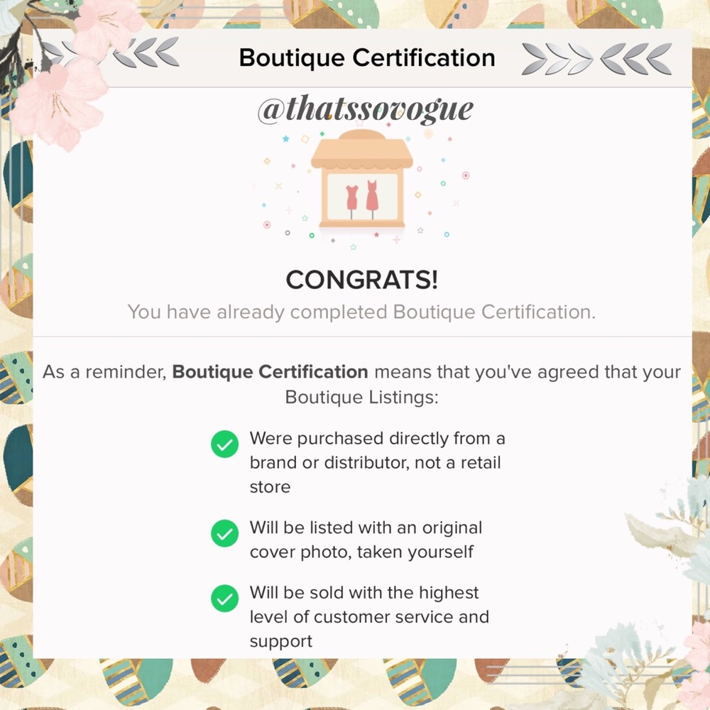 Certified Posh mark boutique Please read thank you